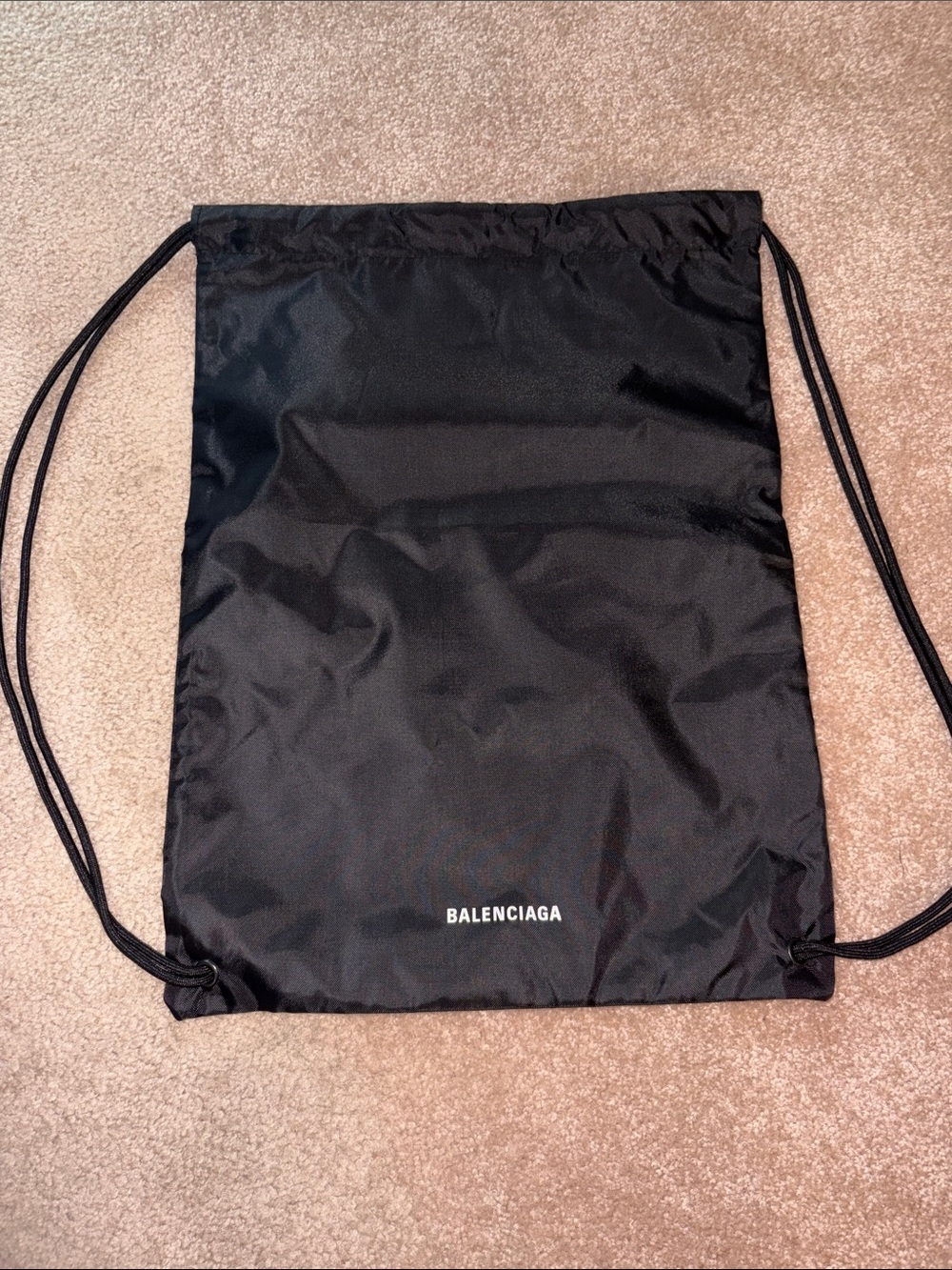 Balenciaga Black Logo Drawstring Backpack